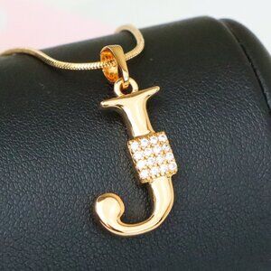 "Rose Gold J Initial Pendant with Crystal Detailing for Women, XPPT1421